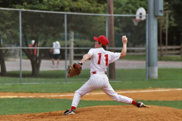 Amanda Potter pitching for the EP Angels on August 3, 2003