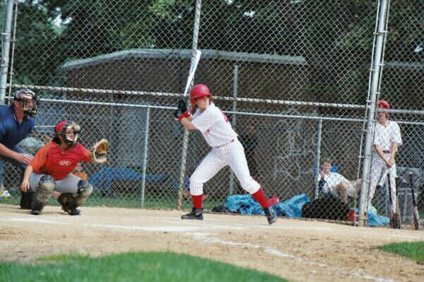 April Laws batting for the EP Angels on July 27, 2003