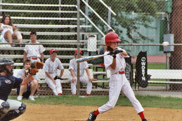 Michelle Hergert batting for the Angels on August 3, 2003